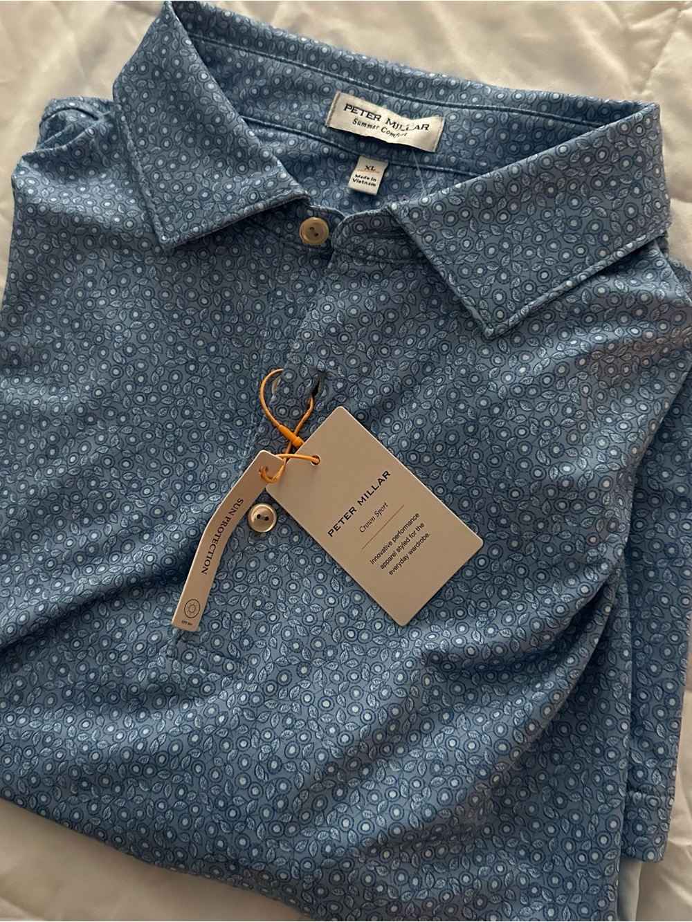 Peter Millar Summer Comfort Golf Polo ‘Floral’ Print | Men’s XL | $115 Blue NEW